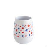 Star Spangled Stemless Wine Glass - White
