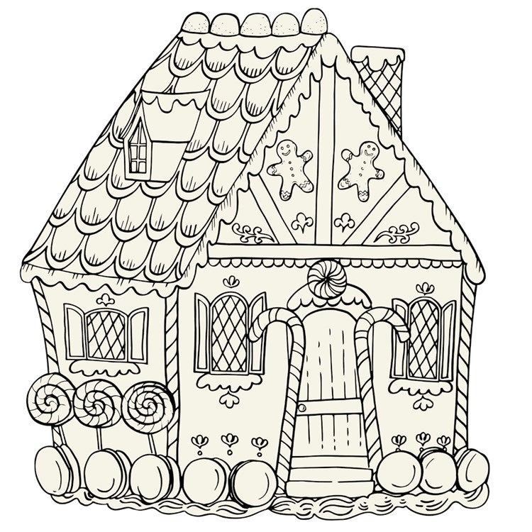 Die-cut Gingerbread House COLORING Placemat - 12 Sheets