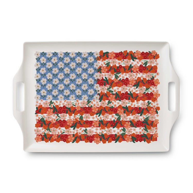 Americana Melamine Serving Platter with Handles