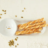 Stoneware Dish with Snowman Face & 2 Sections, White