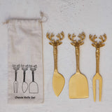Brass Cheese Knives w/ Reindeer Handles