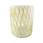 Recycled Glass Candle Holder w/ Embedded Rattan