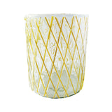 Recycled Glass Candle Holder w/ Embedded Rattan