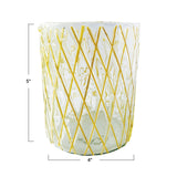 Recycled Glass Candle Holder with Embedded Rattan