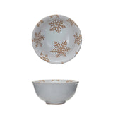 Stoneware Bowl Wax Relief Snowflakes