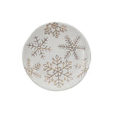 6" Round Stoneware Plate | Gold Snowflakes