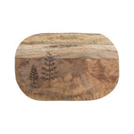 Mango Wood Cheese/Cutting Board with Laser Etched Trees, Natural