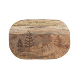Mango Wood Cheese/Cutting Board with Laser Etched Trees, Natural
