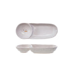 Stoneware Dish with Snowman Face & 2 Sections, White