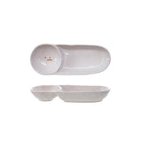 Stoneware Dish with Snowman Face & 2 Sections, White