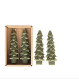 5" Unscented Tree Shaped Taper Candles | Cedar Green Color | Set of 2